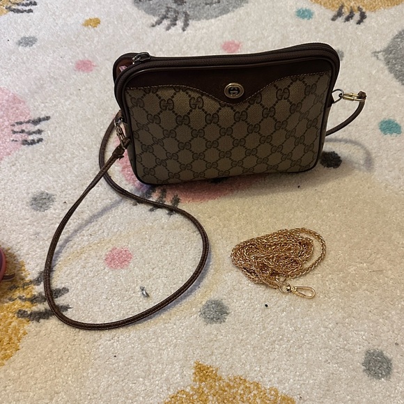 Gucci Handbags - Gucci Beige and Brown GG Vintage Crossbody Bag